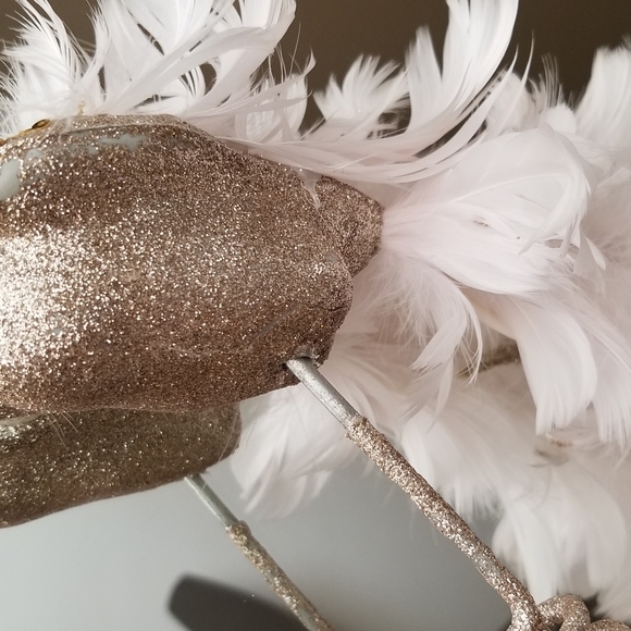 ❗Vintage Art Deco Rose Gold Glitter Peacock Tree Topper with Feather Tail❗ - Picture 5 of 12
